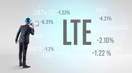 Technology Engineer in hard hat with LTE abbreviation