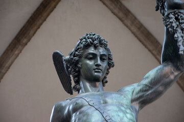 Outdoor statue in the Piazza della Signoria, Loggia dei Lanzi, Florence, Tuscany, Italy.