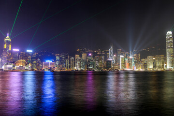 Fototapeta na wymiar Amazing light show in Hong Kong