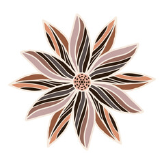 Blush pink flower with black stripes. Graceful lily svrhu view. Contrast design element for social networks. Floral pastel wedding bouquets in a watercolor style.All elements are isolated and editable