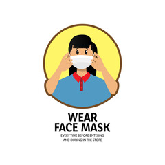 Corona virus prevention poster young girl design for store and market