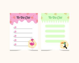 Design element character animal flamingo and toucan for notebook