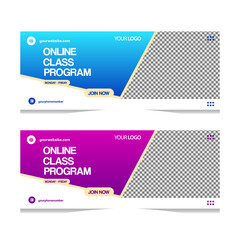 Simple horizontal banner online class program design template