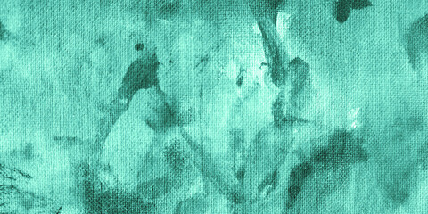 Blue Mint Ink Illustration. Monohrome Wash