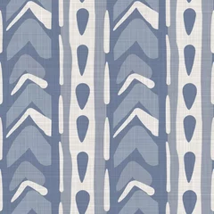 Foto op Plexiglas Naadloze Franse boerderij linnen zomer blok print achtergrond. Provence blauw grijs linnen rustieke patroon textuur. Shabby chique stijl oude geweven vlas vervagen. Textiel all-over print. © Limolida Studio