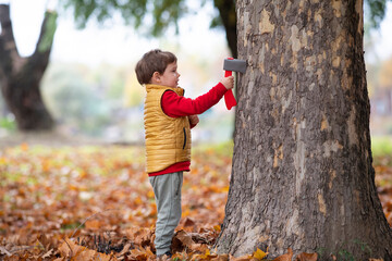  little boy is playing in the park