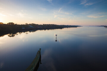 Sunrise over intercoastal waterway in spring