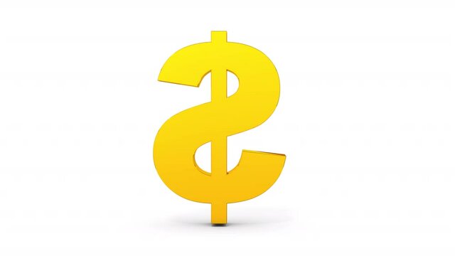 回転する金色のドル記号。それは利益と経済の象徴。3Dレンダリング。アルファチャンネル付き。