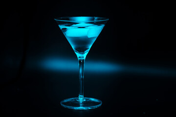 blue cocktail on black