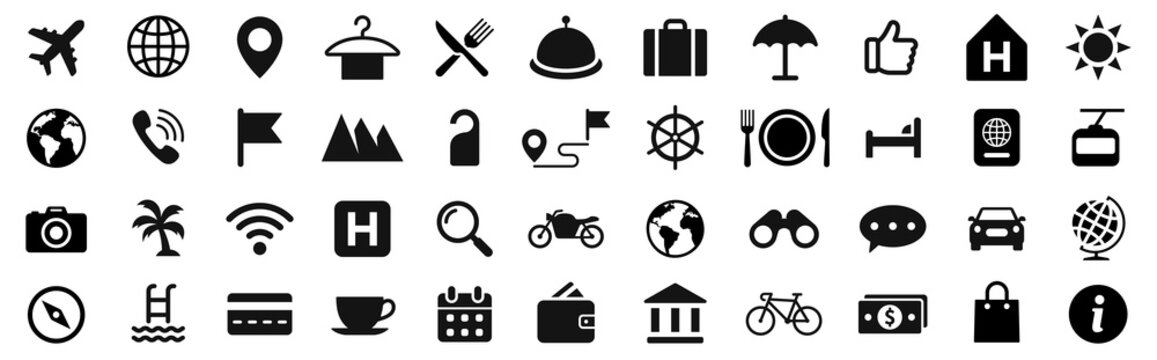 Travel icons set. Tourism icon collection. Vector