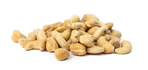 Cashew Nuts isolated on white background (selective focus)