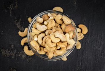 Cashew Nuts (close up shot; selective focus)