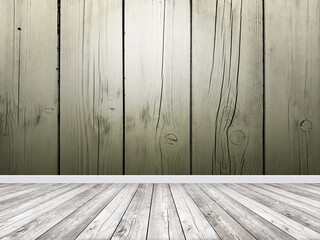 Wooden grey wall and floor in empty room