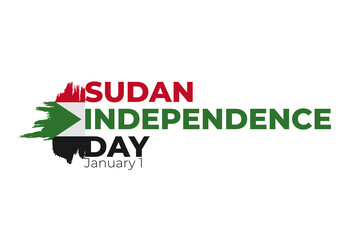 Happy Sudan Independence Day greeting card, banner, poster design print. Sudan flag grunge vector illustration on white background. National holiday.
