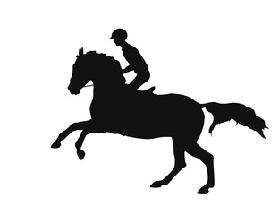 Athlete riding the horse during a routine workout vector silhouette