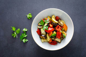 Baked vegetables salad with fresh parsley