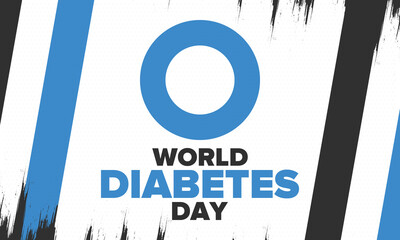 World Diabetes Day. Awareness Month in November. Blue circle symbol. Medical health care and prevention design. Poster, card, banner and background. Vector illustration