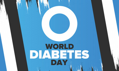 World Diabetes Day. Awareness Month in November. Blue circle symbol. Medical health care and prevention design. Poster, card, banner and background. Vector illustration