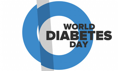 World Diabetes Day. Awareness Month in November. Blue circle symbol. Medical health care and prevention design. Poster, card, banner and background. Vector illustration
