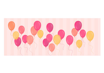 Colorful balloons and striped background