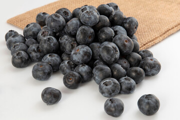 Close-up of fresh blueberries on a table