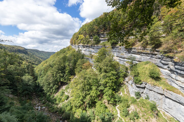 Fototapeta na wymiar Cascades du Herisson, Waterfalls of the Herisson in the Jura France