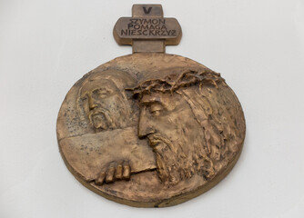 Chełm, Poland, September 25, 2020: Stations of the Cross in the church, the sanctuary of Our Lady in Chełm in eastern Poland