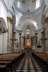 Fototapeta na wymiar Chełm, Poland, September 25, 2020: Church interior, the sanctuary of Our Lady in Chełm in eastern Poland
