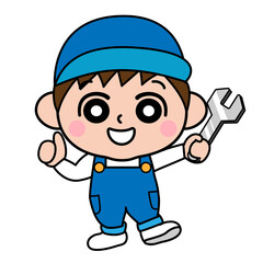 男の子　子供　修理屋　イラスト素材