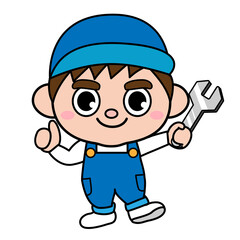 男の子　子供　修理屋　イラスト素材