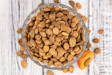 Portion of Apricot Kernels (close up shot)