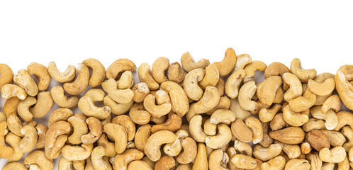 Cashew Nuts isolated on white background (selective focus)