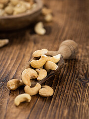 Cashew Nuts (close up shot; selective focus)