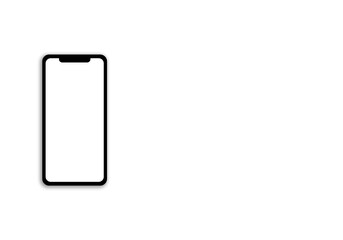 smart phone with blank white screen isolated on white background. space for text. 