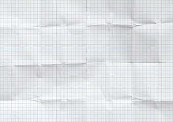 White crumpled paper. Blue graph lines