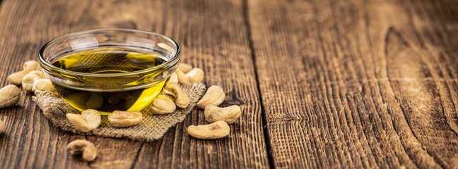 Cashew Oil (close up; selective focus)