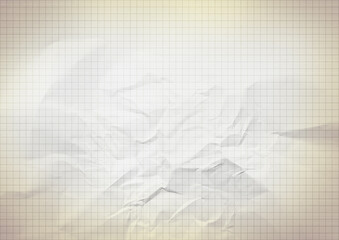 Blank millimeter old folded yellow gold paper grid sheet background or textured.