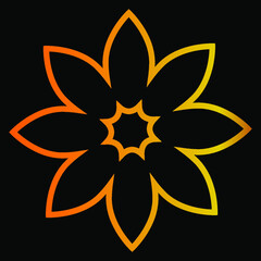 Black background with golden yellow floral motif.  Vector