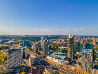 Aerial view of new city center of Vilnius, Lithuania