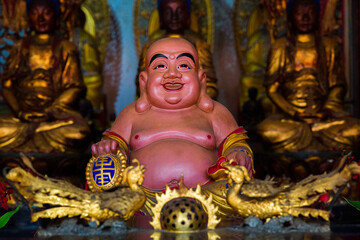 Fototapeta premium Tainan, Taiwan, Asia, October 12, 2019 sculpture of a terrible ancient deity in a Taiwanese temple