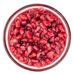 preserved Pomegranate seeds isolated on white background (selective focus; close-up shot)