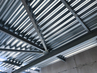 Profiled stainless steel sheets and beams and girders. Metal ceiling structures