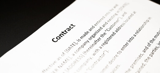 Close up of contract. Business concept.Signing the contract.