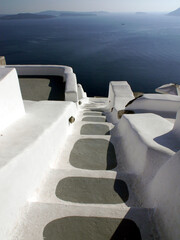 Magic Oia, Sanorini island Greece. Views of the historical part of the city of Oia. Streets and houses of the old city.