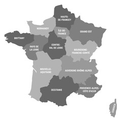 France - map of metropolitan regions