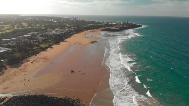 Aerial drone view of Bargara beach, Queensland, Australia