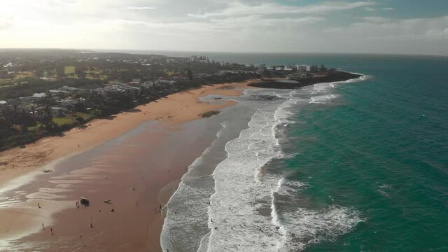 Aerial drone view of Bargara beach, Queensland, Australia