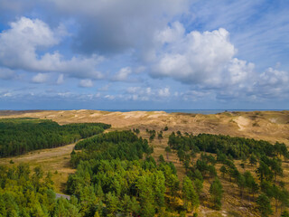 Fototapeta na wymiar Aerial view of dead grey dunes in Curonian spit, Lithuania