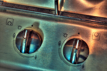 old, dirty, domestic, gas stove, and control in the extended Dynamic Range