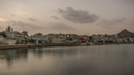 The ancient city of Pushkar on the edge of the Thar desert in Rajasthan